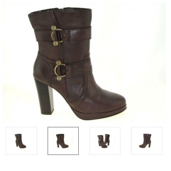 Harley Davidson D84520 Marissa Sexy Dark Brown Toggle Closure Heeled Boots‎ Sz 7 - Picture 1 of 8
